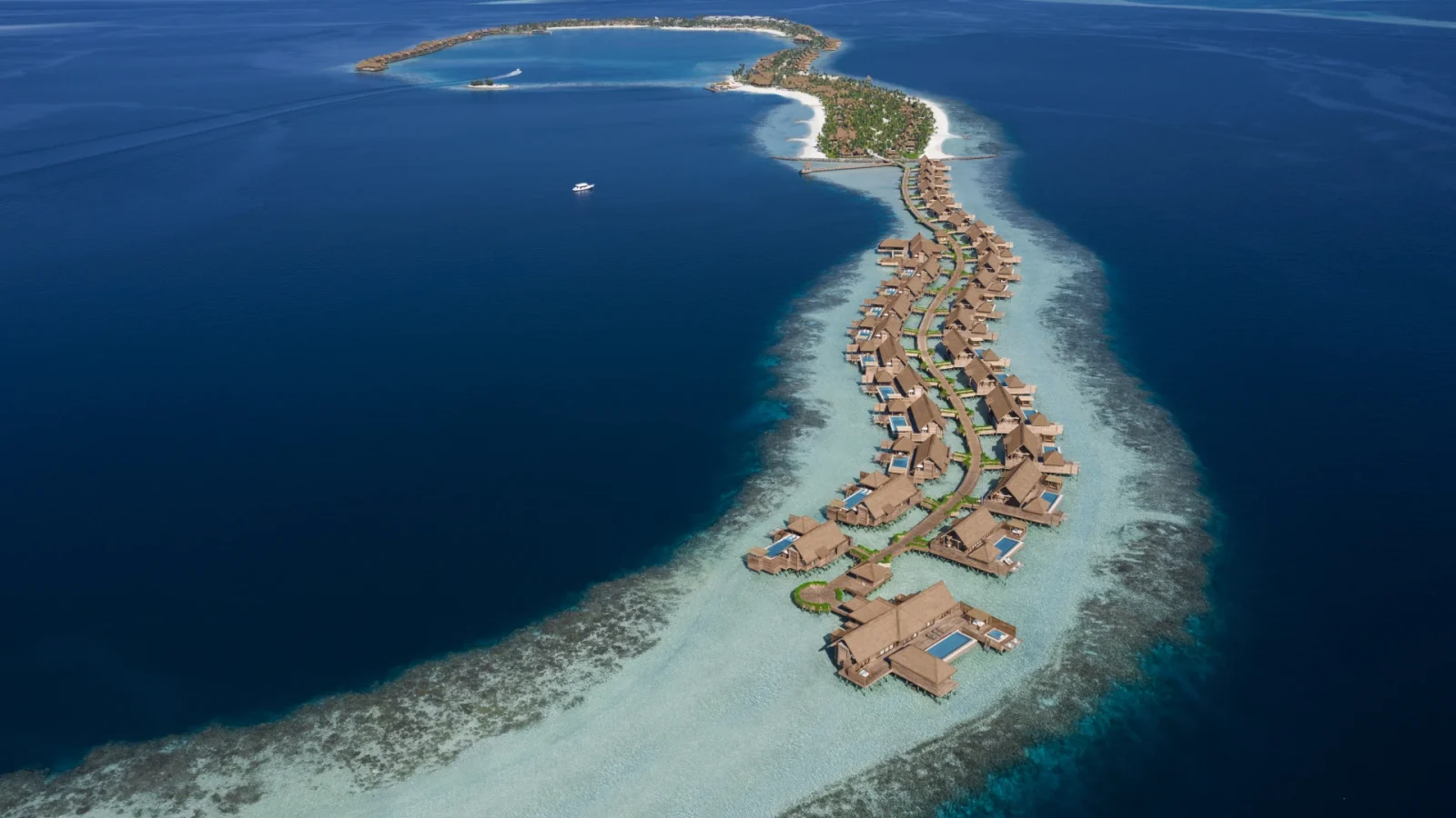 Waldorf Astoria Maldives 華爾道夫度假村空拍全景