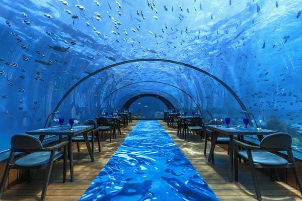 馬爾地夫度假村海底餐廳用餐空間